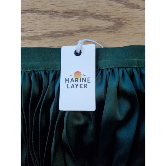 Marine Layer Womens XS Chelsea Pleated Midi Skirt Green Gables New - Picture 5 of 11